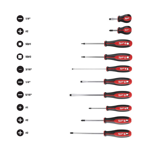 Milwaukee 3 to 8 in. L Phillips/Slotted Screwdriver Set 10 pc