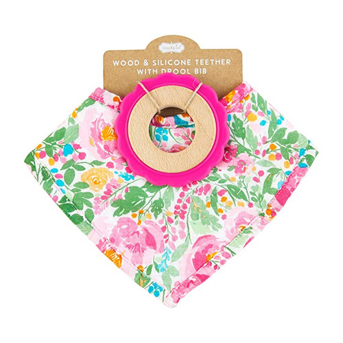 Mud Pie Floral Bib and Teether Set