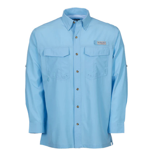 Bimini Bay Bimini Flats V Men's Long Sleeve Shirt Featuring BloodGuard Plus - Placid Blue