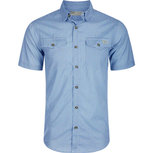 Drake Frat Gingham Check Short Sleeve - Marina Blue