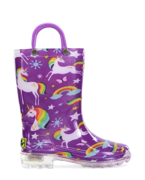 Western Chief Kids Rainbow Unicorn Lighted PVC Rain Boot