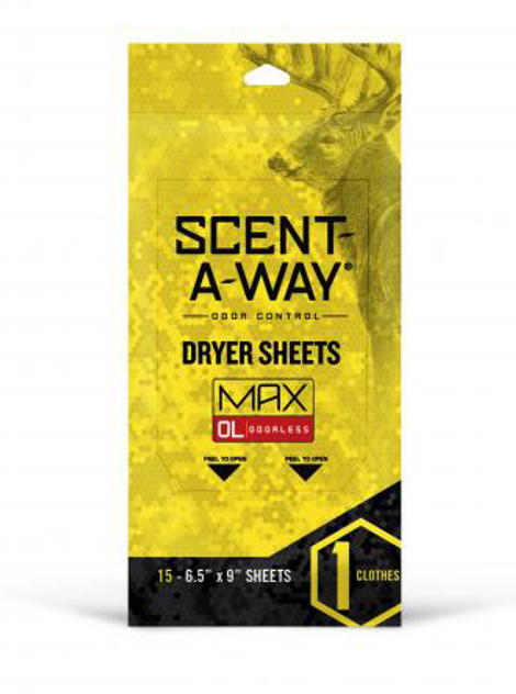 Scent-A-Way Max Odor Control Dryer Sheets Unscented 15 ct.