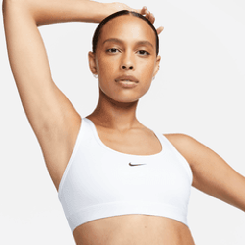 Nike Women's Swoosh Light Support Sports Bra- White/Black