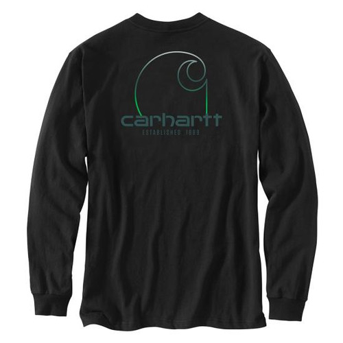 Carhartt Loose Fit Heavyweight Long-Sleeve Pocket C Graphic T-Shirt - Black