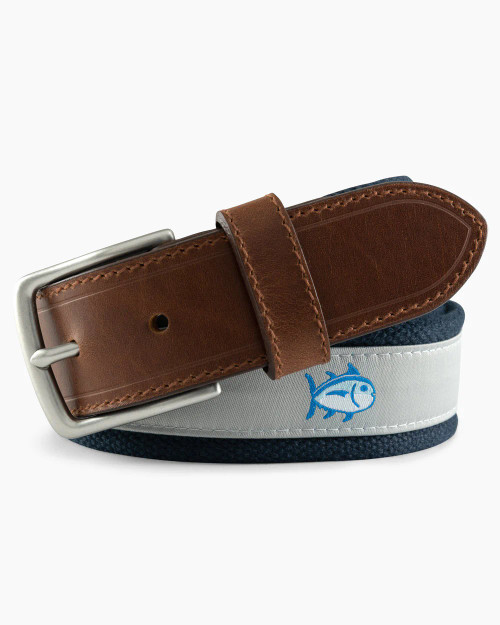 Southern Tide Men's Skipjack Ribbon Belt - Seagull Grey