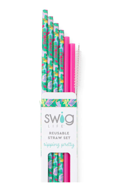 Swig Paradise + Green Reusable Straw Set