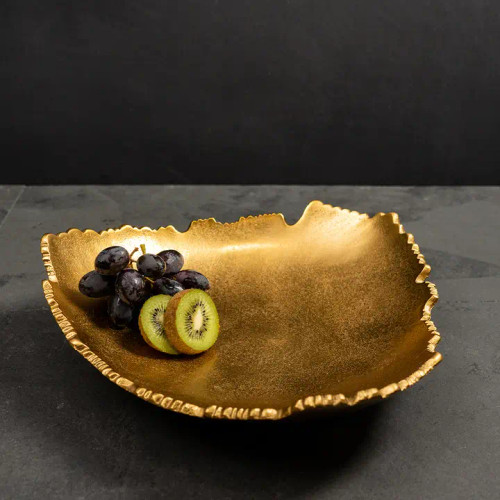 India Handicrafts Golden Torn Texture 3-Point Bowl