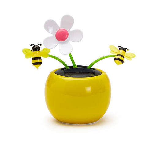 Two's Company Bee Happy Solar Powered Dancing Daisy and Bees