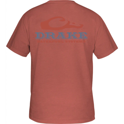 Drake Waterfowl Logo T-Shirt - Barn Red Light Heather