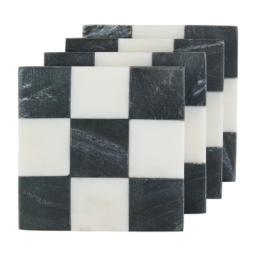 Mudpie Square Checkered Coaster Set