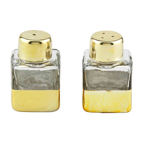 Mud Pie Gold Glass Salt and Pepper Shakers