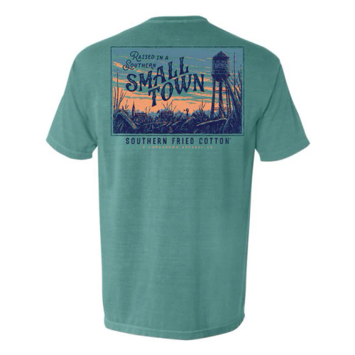 Southern Fried Cotton Raised in a Small Town Tee- Seafoam