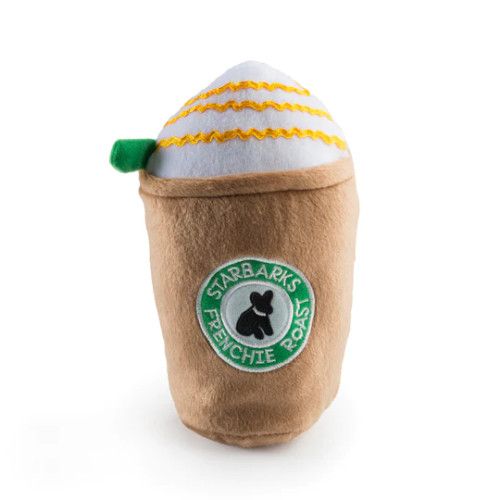 Haute Diggity Dog Starbarks Frenchie Roast Plush Toy with straw Small Haute Diggity Dog Starbarks Frenchie Roast Plush Toy with straw Small