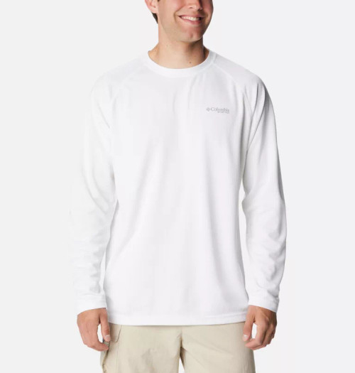 Columbia Men's PFG Solar Stream Long Sleeve Shirt - White Columbia Men's PFG Solar Stream Long Sleeve Shirt - White