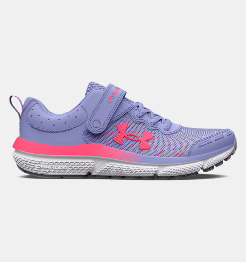 Under Armour Girls' Pre-School UA Assert 10 AC Running Shoes - Purple Ice / Halo Gray / Pink Shock