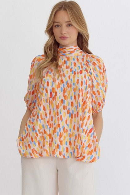 Entro High Neck Half Sleeve Top