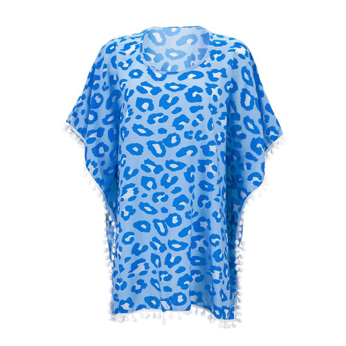 Viv & Lou Cool Leopard Pom-Pom Cover Up