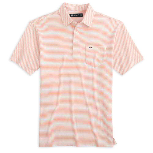 Fish Hippie Pamlico Stripe Polo - Coral Almond