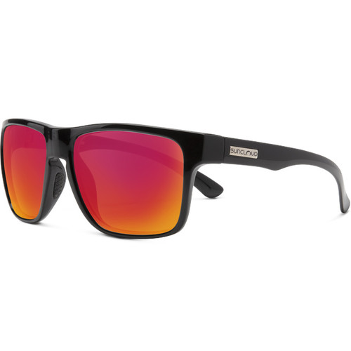 Suncloud Rambler Sunglasses - Black with Polarized Red Mirror