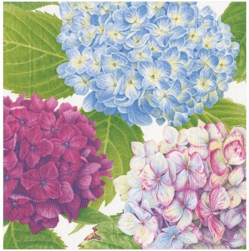 Caspari Hydrangea Garden Cocktail Napkin, Multicolored