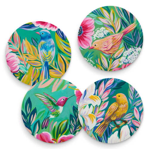 Greenbox Art Garden Grown Birds Set of 4 Coaster Set