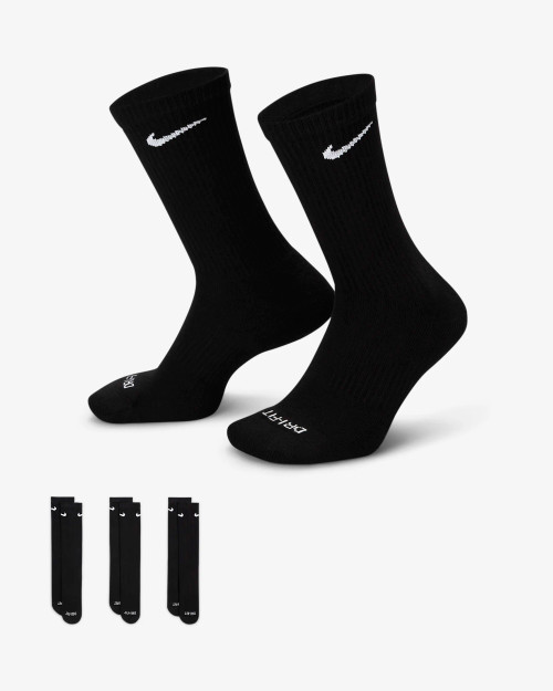 Nike Everyday Plus Cushioned Training Crew Socks - 3 Pack - Black/White
