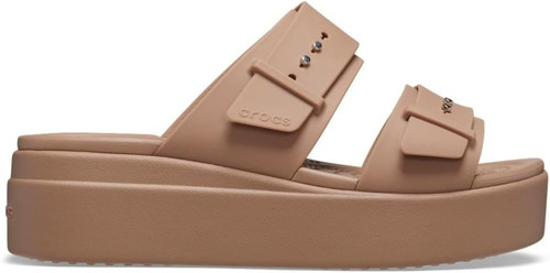Crocs Women's Brooklyn Buckle Low Wedge Platform Sandals - Latte