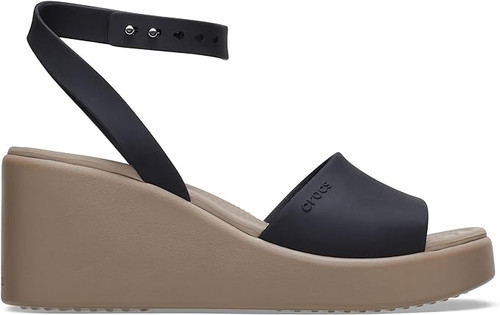 Crocs Women's Brooklyn Ankle Strap Wedge Platform Sandals - Black/Mushroom