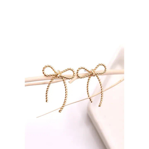 Wall To Wall Accessories Rope Bow Design Stud Earrings Gold