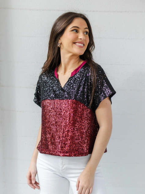 Mary Square Diane Top Garnet/Black