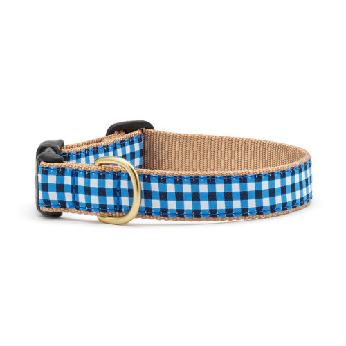 Up Country Navy Gingham Dog Collar - Narrow X-Small