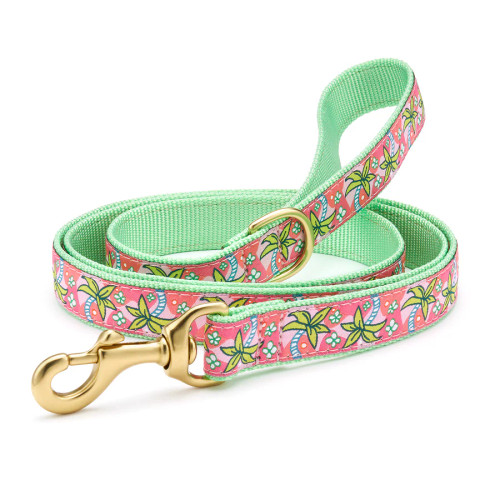 Up Country Pink Palms Dog Lead - Wide 5 Feet