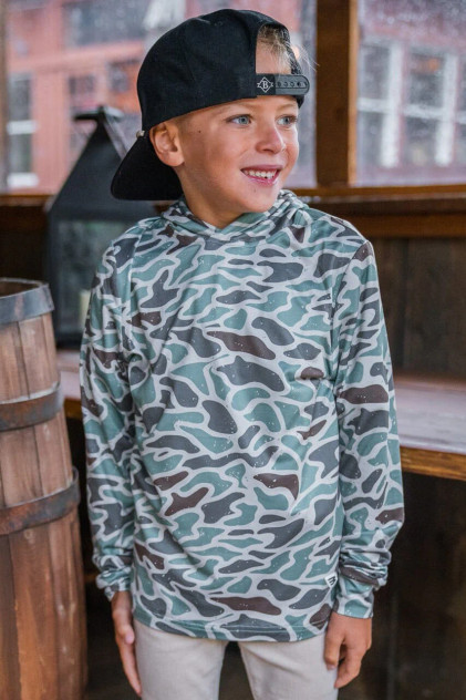 Burlebo Youth Performance Hoodie - Retro Duck Camo