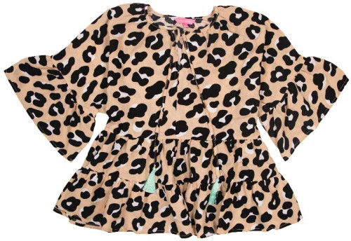 Simply Southern Gather Blouse Leopard