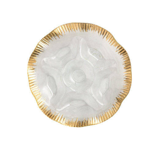 Mud Pie Gold Edge Ruffle Section Platter Mud Pie Gold Edge Ruffle Section Platter