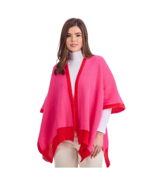 Mud Pie Pink Bringham Reversible Poncho Mud Pie Pink Bringham Reversible Poncho