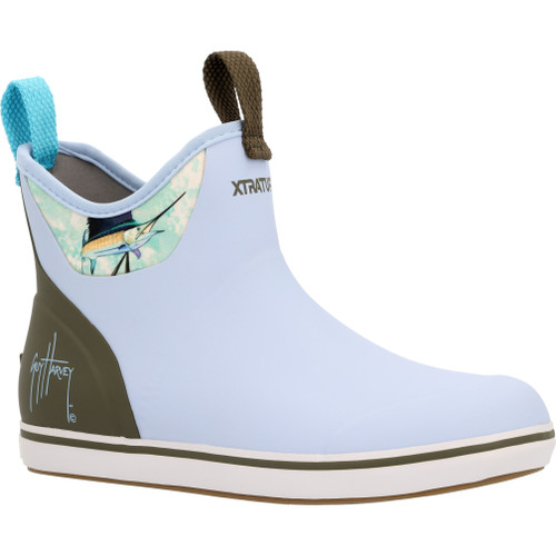 XTRATUF Women's Guy Harvey Ankle Deck Boot - Sky Blue Marlin XTRATUF Women's Guy Harvey Ankle Deck Boot - Sky Blue Marlin