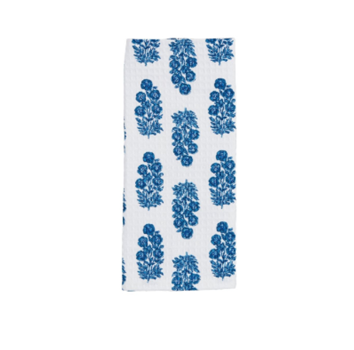 Mud Pie Dianthus Blue Block Towel Mud Pie Dianthus Blue Block Towel