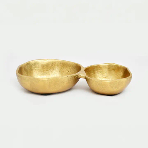 India Handicrafts Alum Gold Two Section Bowl