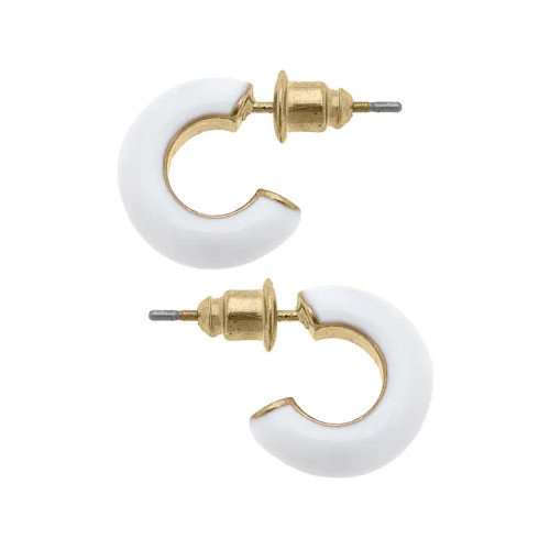 Canvas Kelley Coated Enamel Hoop Earrings - White Canvas Kelley Coated Enamel Hoop Earrings - White