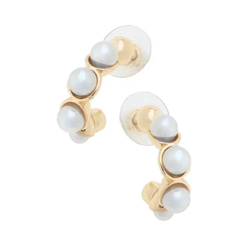 Canvas Presley Pearl Half Hoop Earrings in Ivory Canvas Presley Pearl Half Hoop Earrings in Ivory