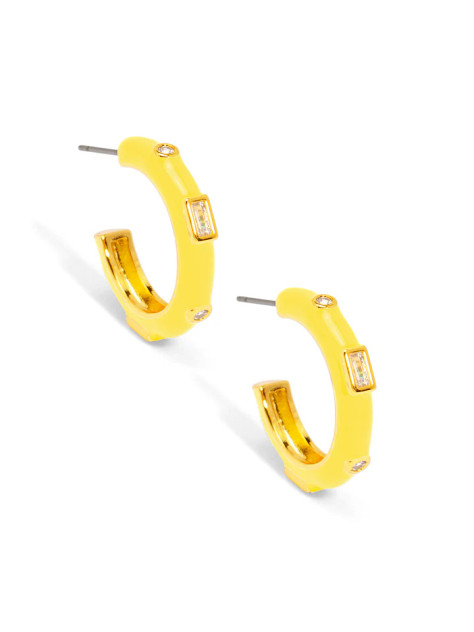 Zenzii Small Enamel Crystal Hoop Earring - Yellow Zenzii Small Enamel Crystal Hoop Earring - Yellow