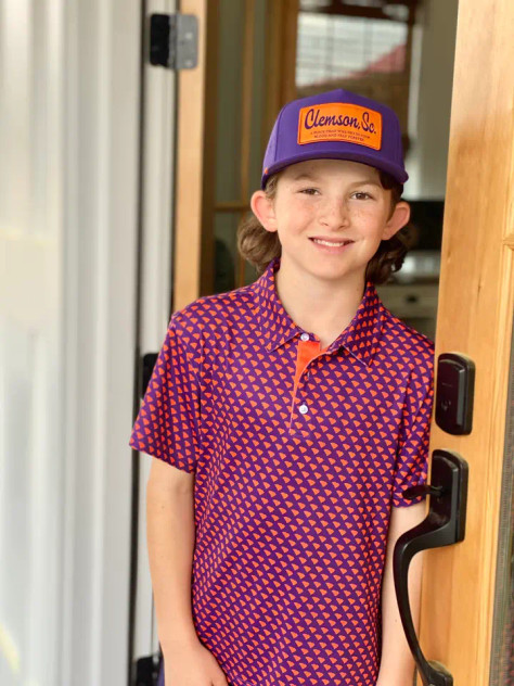 Happy By Rachel Youth Clemson Orange & Purple State Performance Polo Gameday Happy By Rachel Youth Clemson Orange & Purple State Performance Polo Gameday