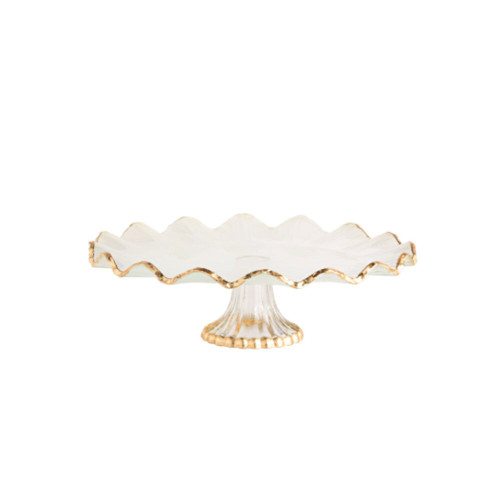 Mud Pie Gold Edge Ruffle Cake Stand Mud Pie Gold Edge Ruffle Cake Stand