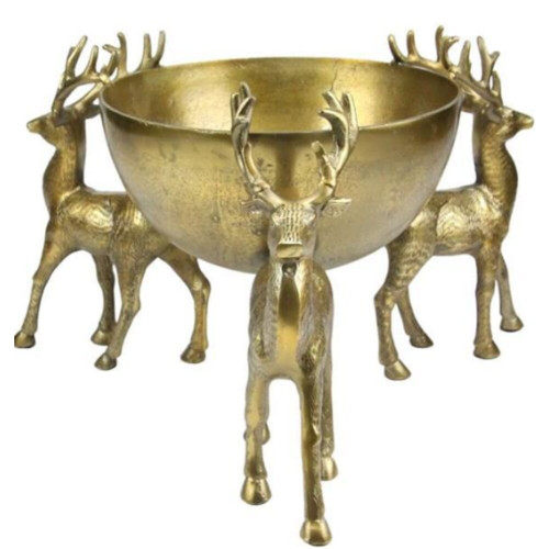 A&B Floral Metal Deer Bowl A&B Floral Metal Deer Bowl