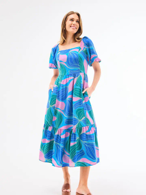 Mary Square Alexi Dress - Glow Over Blue