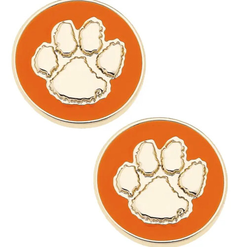 Canvas Clemson Tigers Logo Circle Stud Earrings