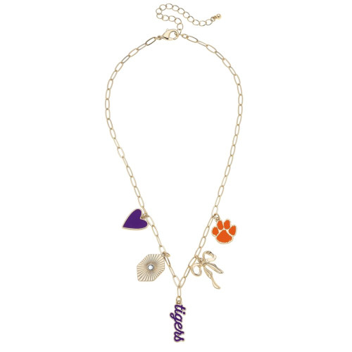 Canvas Clemson Tigers Paper Clip Charm Collector Necklace