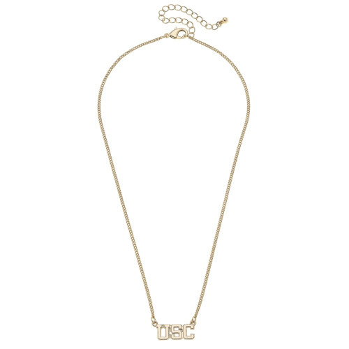 Canvas Clemson Tigers Varsity Outline Necklace in Shiny Gold