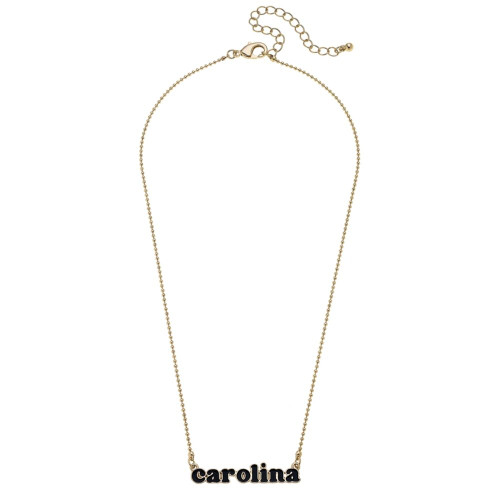 Canvas South Carolina Gamecocks Slogan Necklace in Black/Shiny Gold Canvas South Carolina Gamecocks Slogan Necklace in Black/Shiny Gold